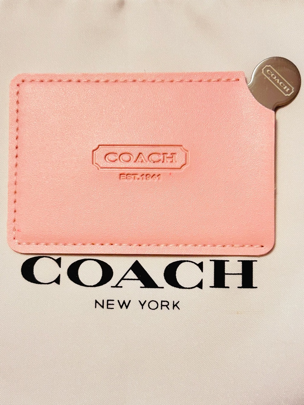 RARE Coach Mirror with Genuine Leather Holder/ Keychain/ Bag Charm